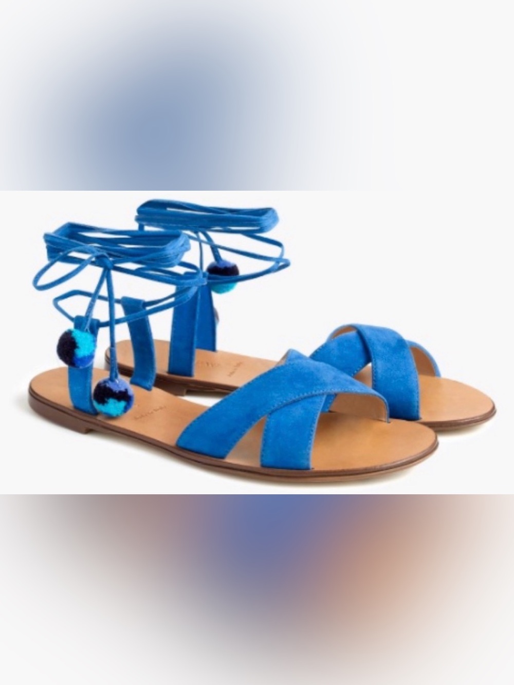 J. Crew Bright Blue Rope Tassel Sandals Shoes 10